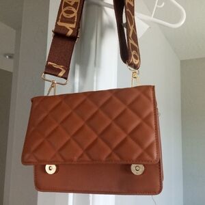 Brown Quilted Crossbody Shoulder Bag
